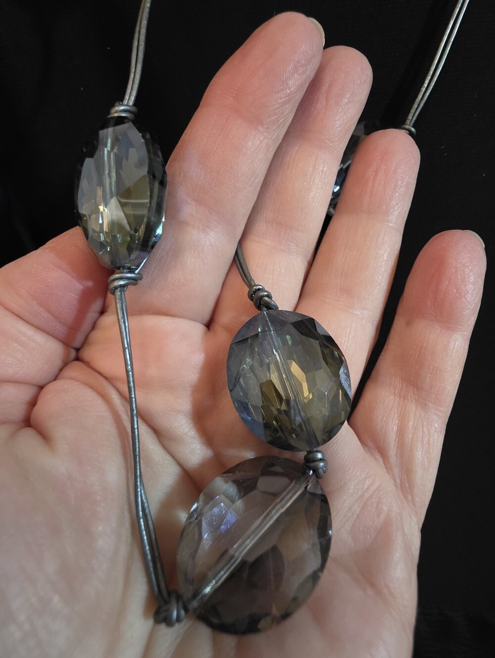 Smoky-blue Crystal Necklace - Deborah Grivas